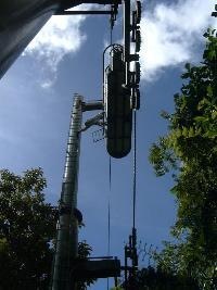 Climbing through air in Laudat, Dominica.